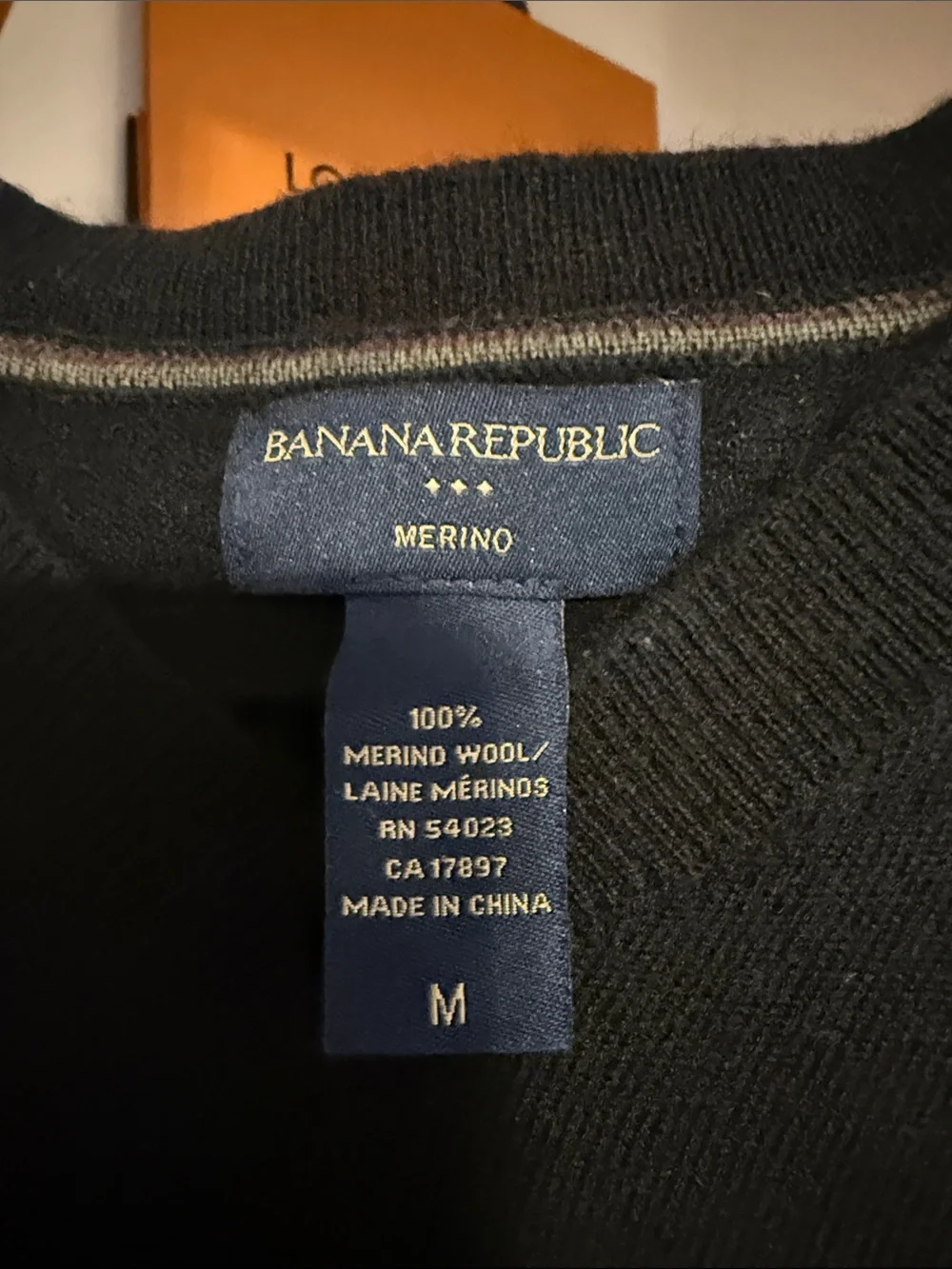 Banana Republic Men’s Black V-Neck Wool Blend Sweater